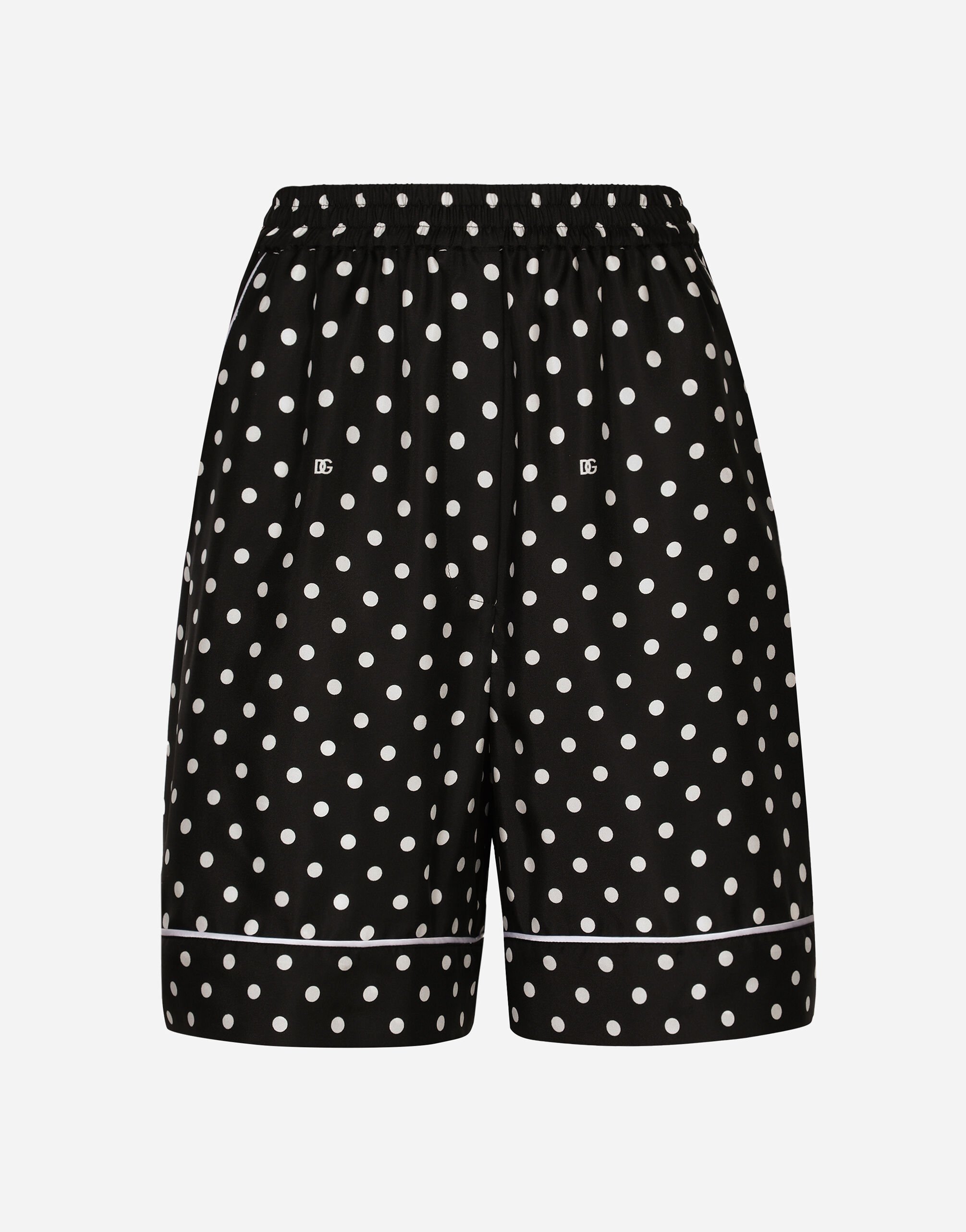 Dolce & Gabbana Silk pajama shorts with polka-dot print White FTC55TFJTBV
