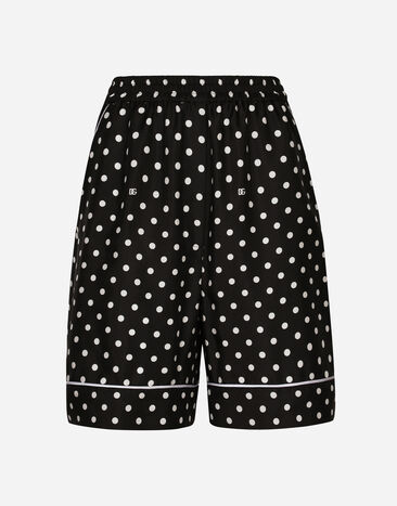 Dolce & Gabbana Silk pajama shorts with polka-dot print Print FTC63THI1BE