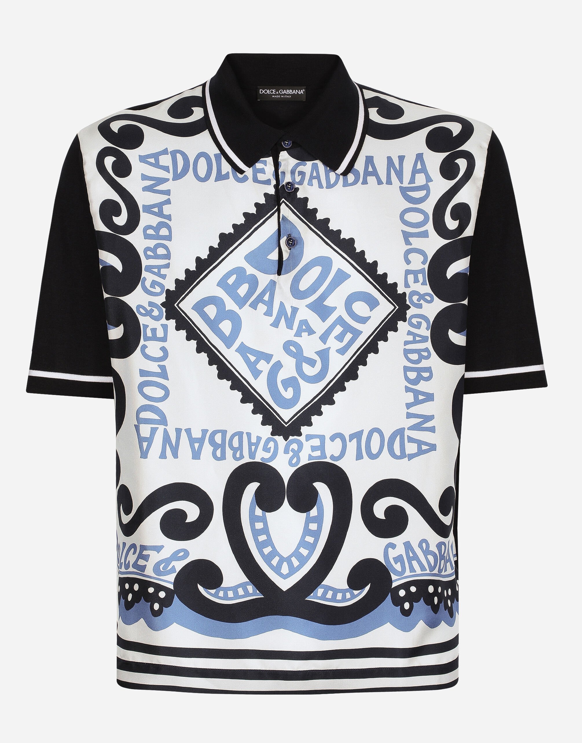 Dolce & Gabbana قميص بولو حرير بطبعة مارينا يضعط G8PB8THI70H