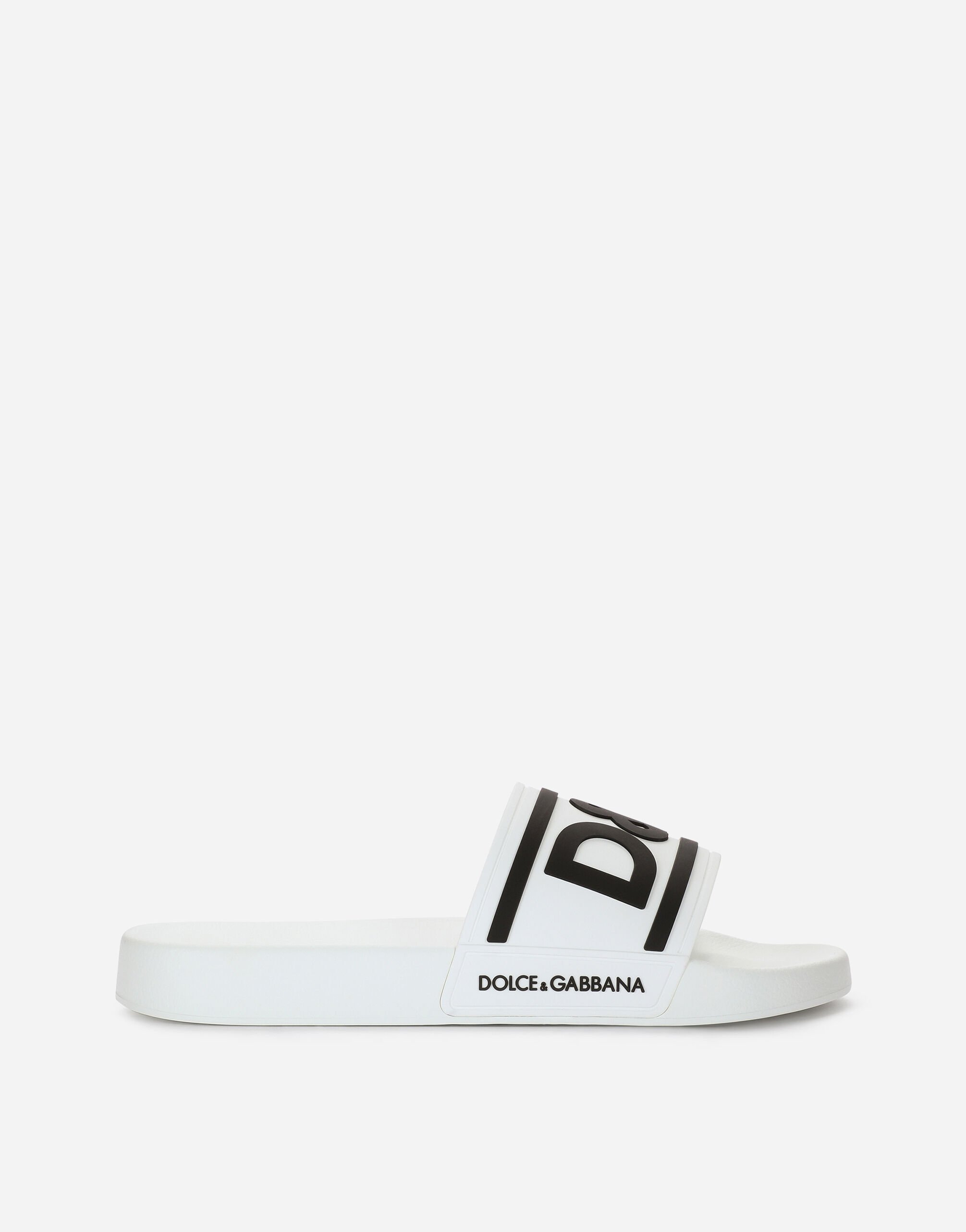 ${brand} Rubber beachwear sliders with DG logo ${colorDescription} ${masterID}