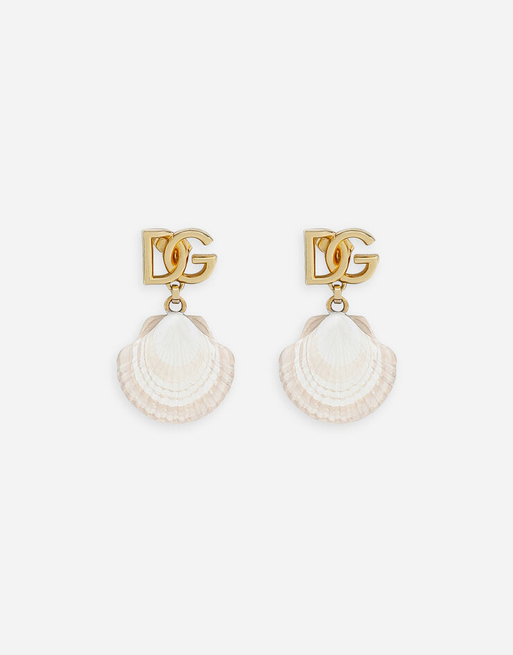 Dolce & Gabbana Earrings with DG logo and shell Gold WEQ6A1W1111