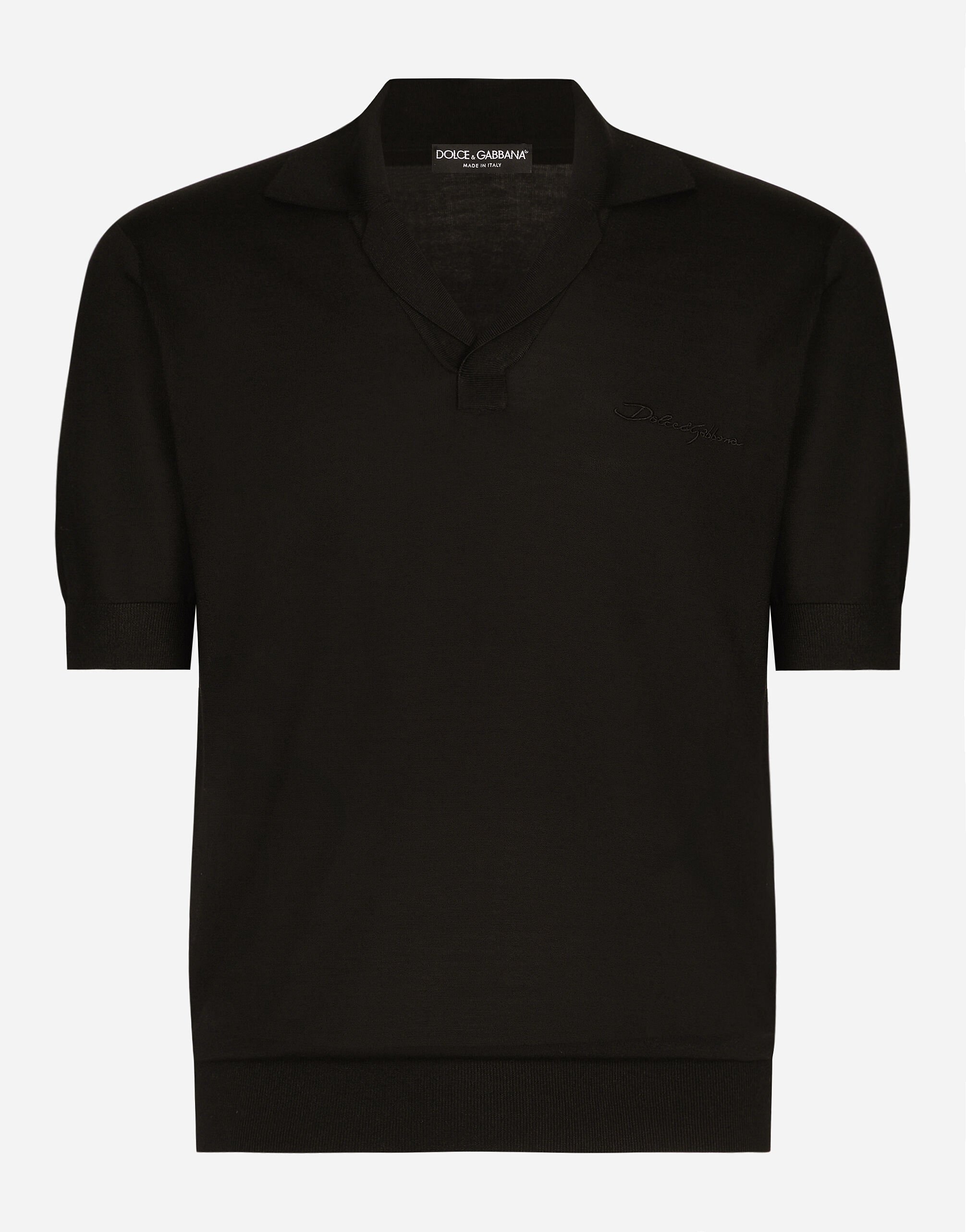 ${brand} Silk polo-shirt with signature Dolce&Gabbana embroidery ${colorDescription} ${masterID}