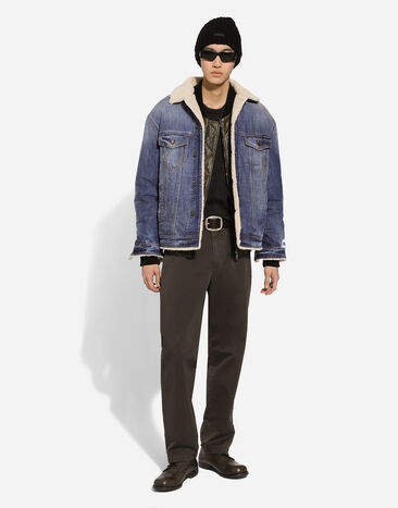 Dolce & Gabbana Denim and shearling jacket Multicolor G9BEJDG8LM8