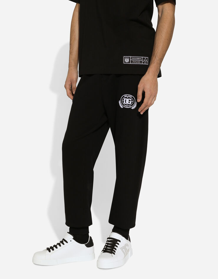 Dolce & Gabbana Pantalón estilo jogger de punto con logotipo DG estampado Negro GV2VHTG7NYD