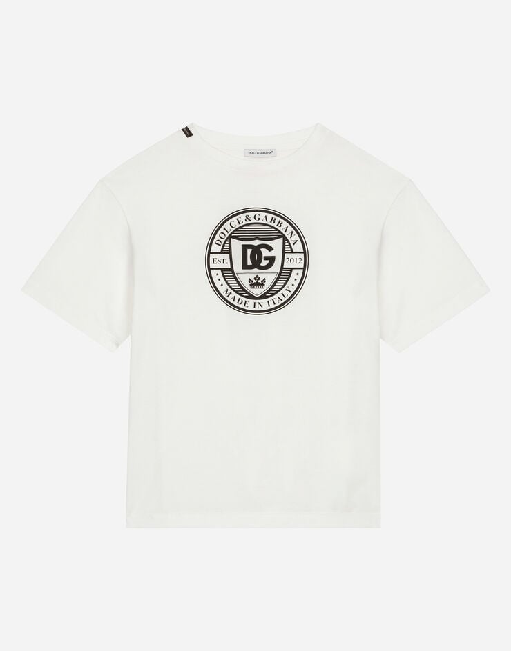 Dolce & Gabbana T-Shirt aus Jersey mit DG-Logo Weiss L4JTHVG7NXE