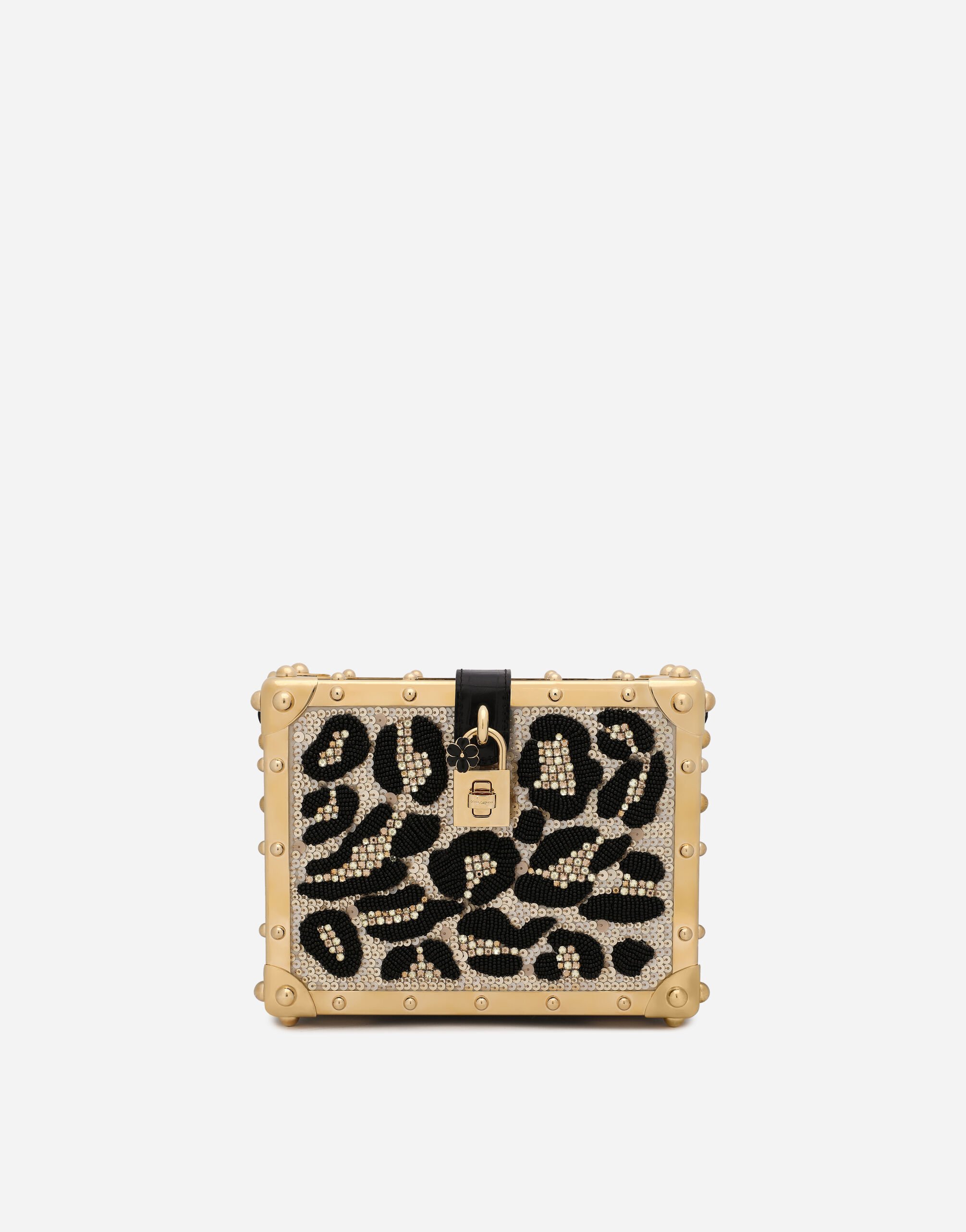 Dolce & Gabbana حقيبة دولتشي بوكس ساتان بتطريز طبعة جلود الحيوانات BE1446AM568