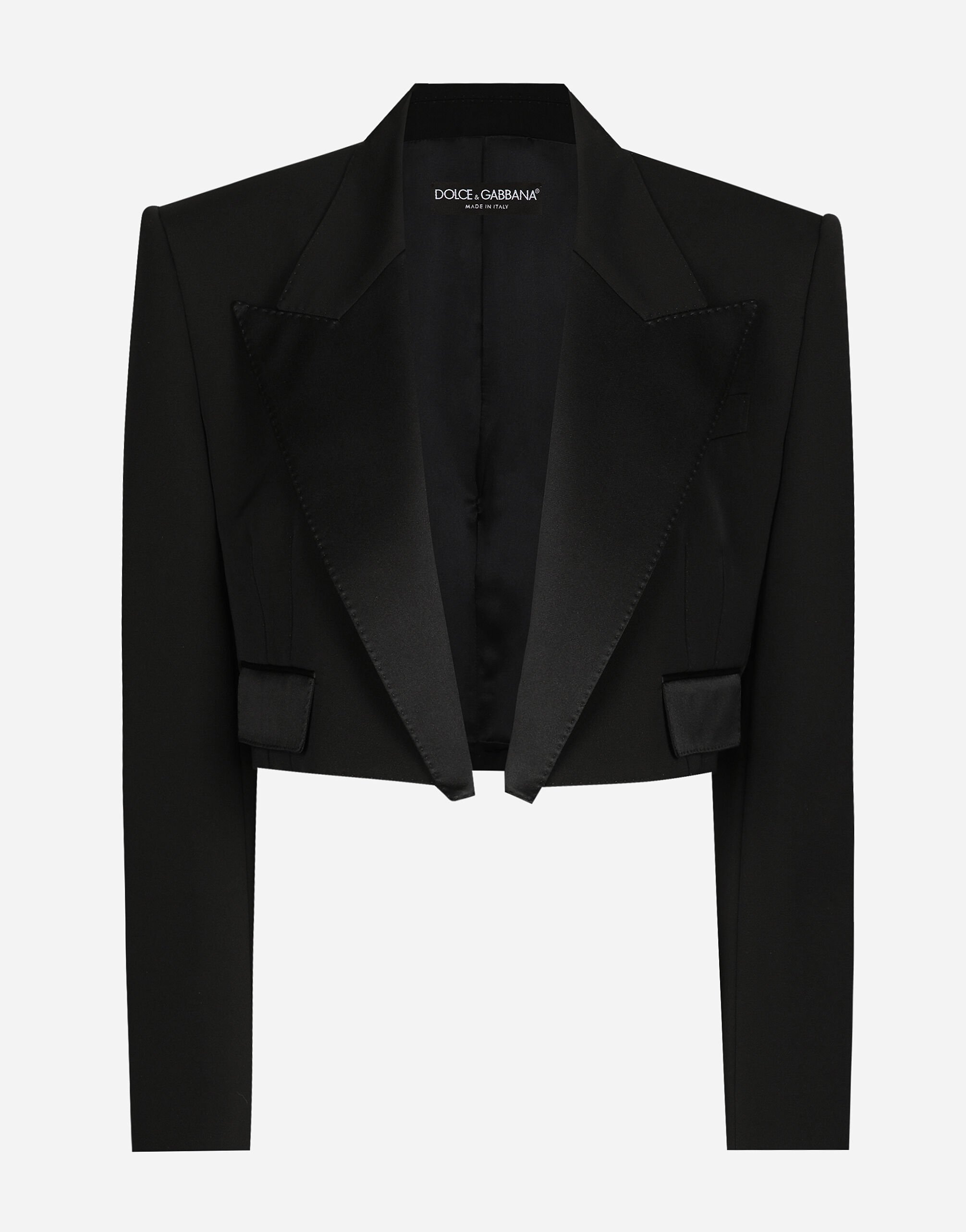 ${brand} Short wool gabardine tuxedo jacket ${colorDescription} ${masterID}