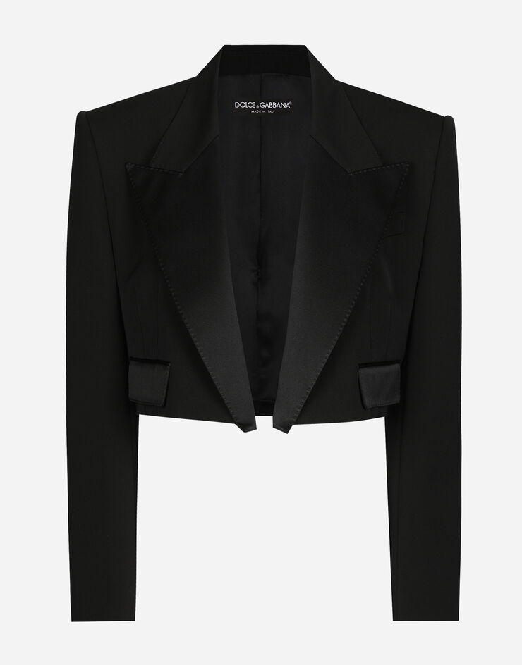 Dolce & Gabbana Short wool gabardine tuxedo jacket Black F299RTFU21E