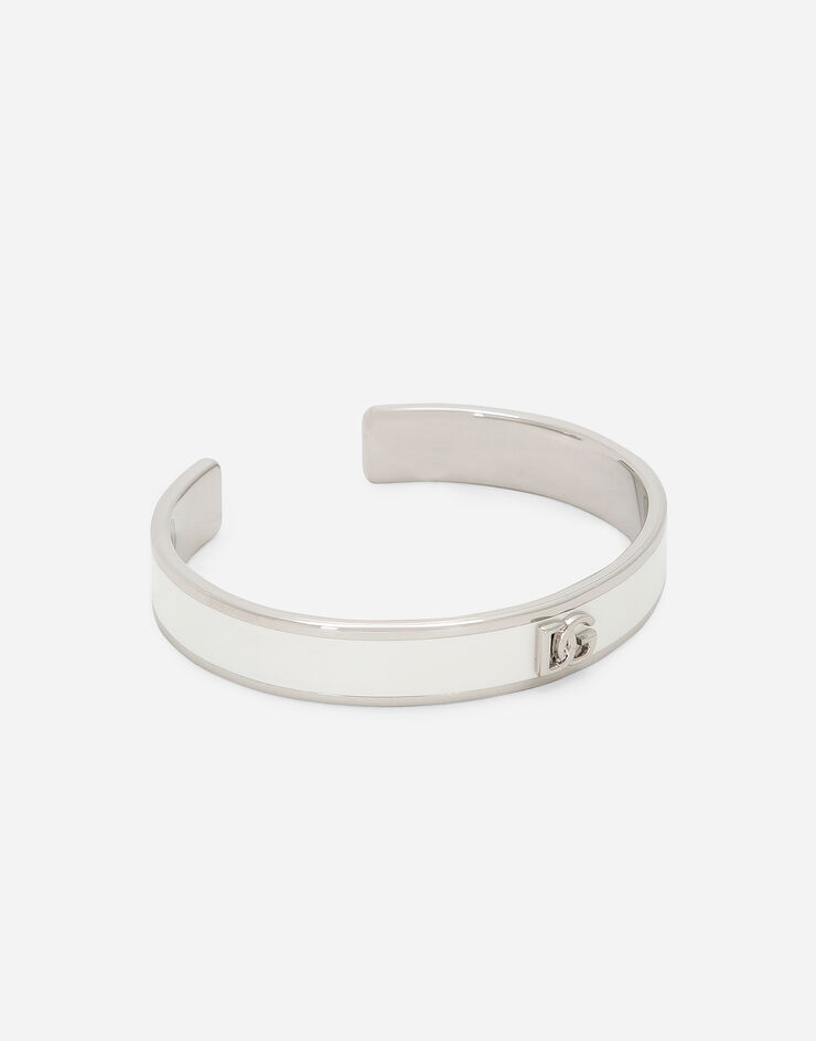 Dolce&Gabbana Rigid enameled bracelet with DG logo White WBP6L5W1111
