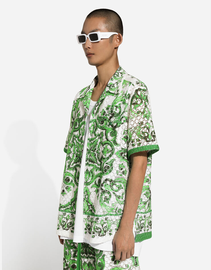 Dolce & Gabbana 마욜리카 프린트 크로셰 하와이안 셔츠 인쇄 G5JH9TFIM4P