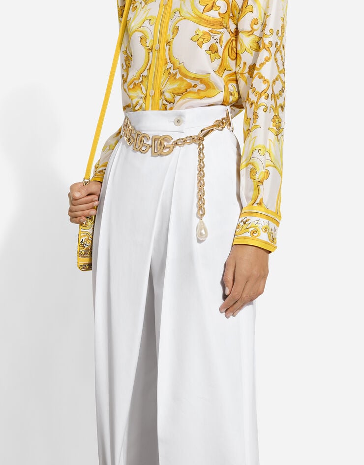 Dolce & Gabbana Ausgestellte Hose aus Baumwollpopeline Weiss FTC5GTFU61D