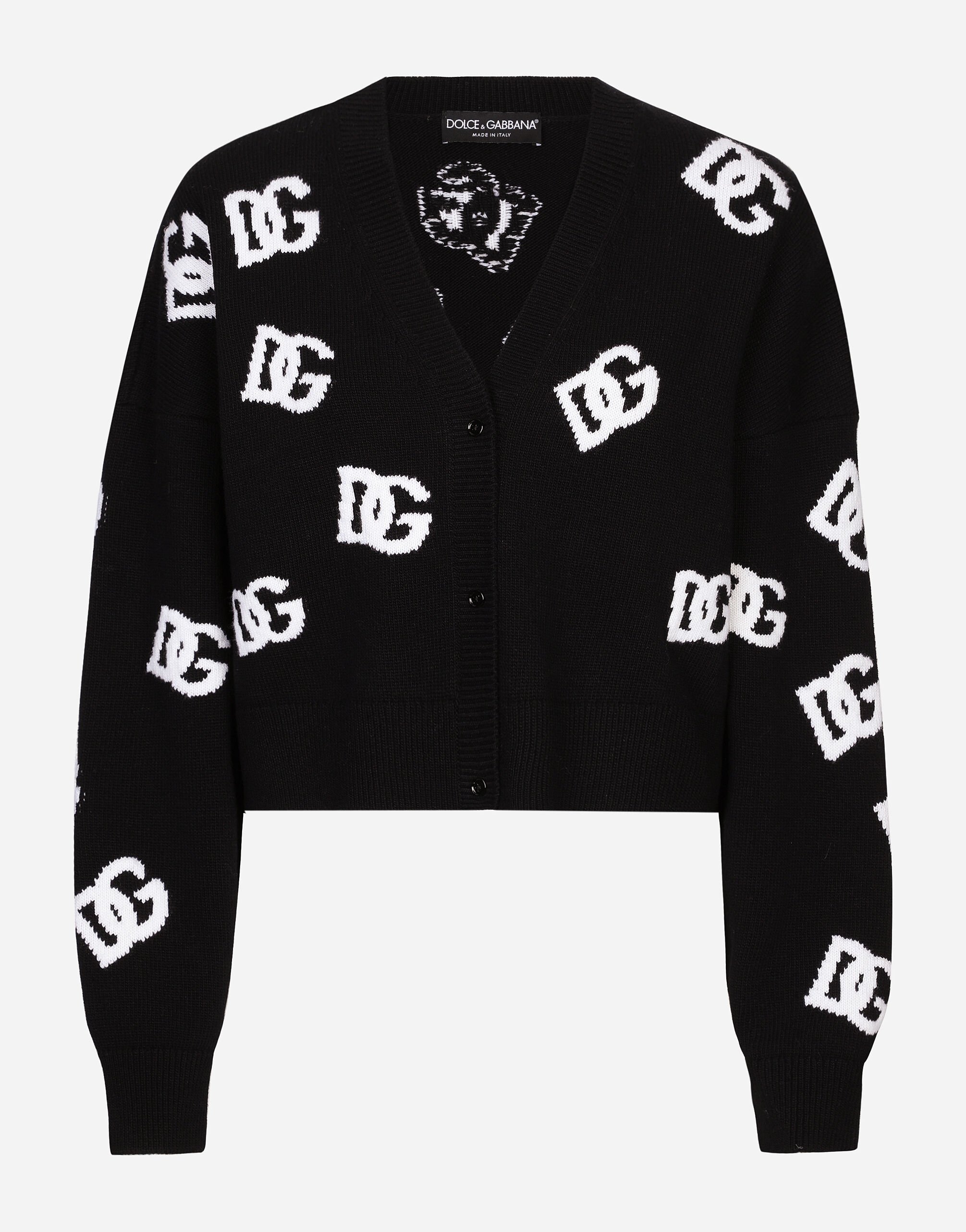 ${brand} Wool V-neck sweater with DG logo inlay ${colorDescription} ${masterID}