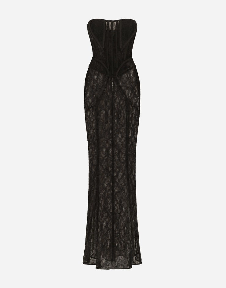 Long lace corset dress in Black for Women | Dolce&Gabbana®