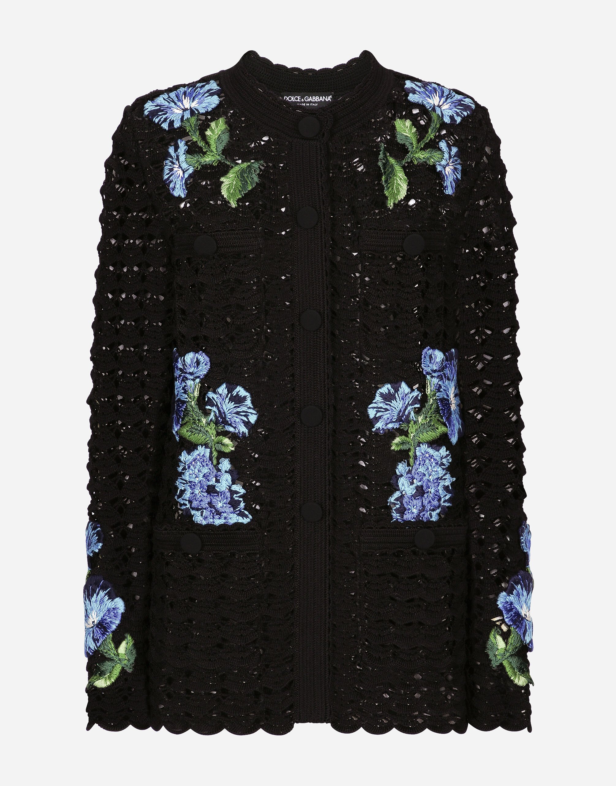 Dolce & Gabbana Crochet cardigan with bluebell embroidery Print FXV07TJAHKG