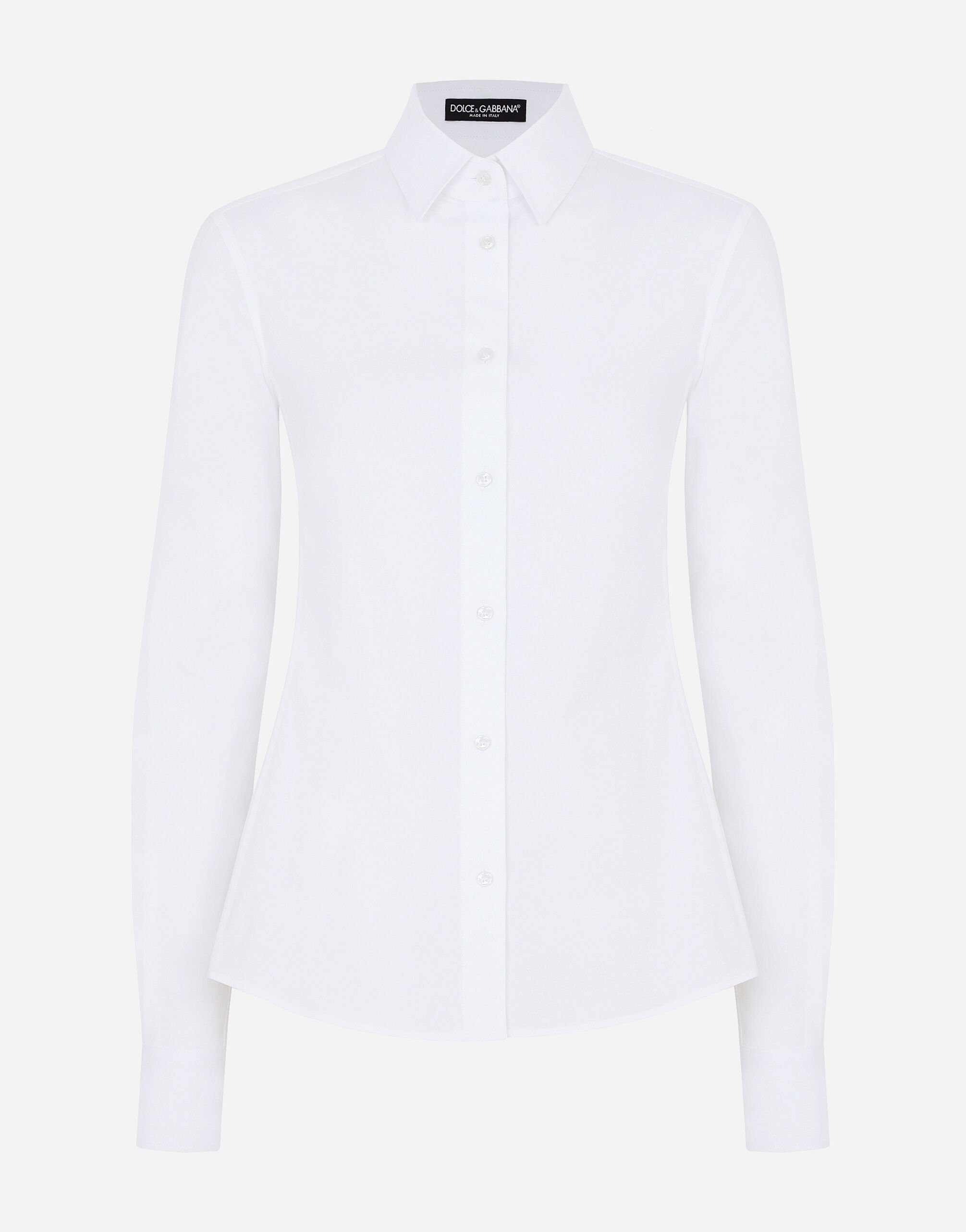 Stretch poplin shirt in White for | Dolce&Gabbana® US