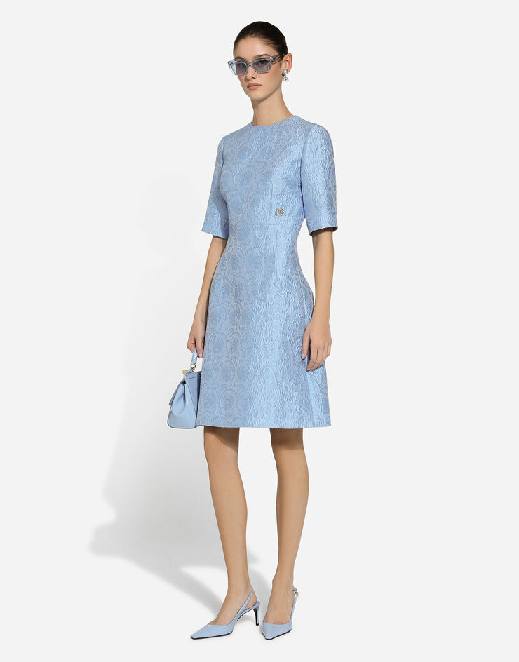 Dolce & Gabbana Fit-and-flare midi dress in floral jacquard Azure F6ARLTGDCAV