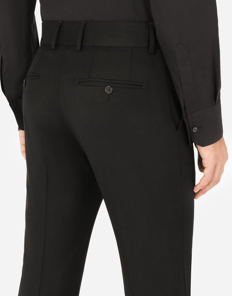 Stretch wool pants in Black for