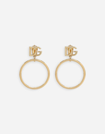 Dolce & Gabbana Pendientes de aro con logotipo DG Dorado WEQ6M3W1111