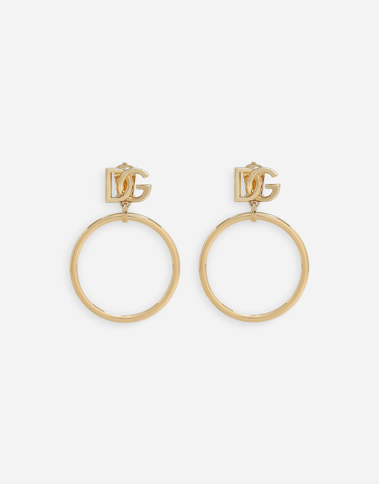 Dolce & Gabbana Pendientes de aro con logotipo DG Dorado WEQ6M3W1111