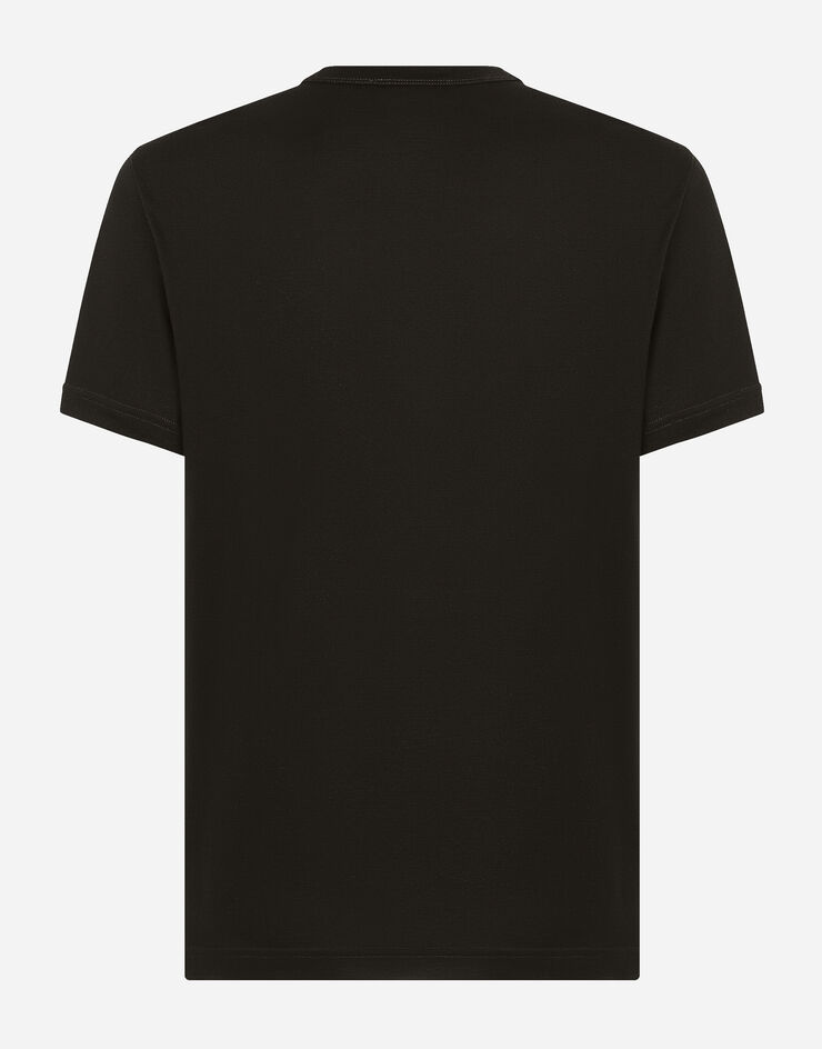 Cotton T-shirt with DG Milano logo embroidery in Black for Men | Dolce ...