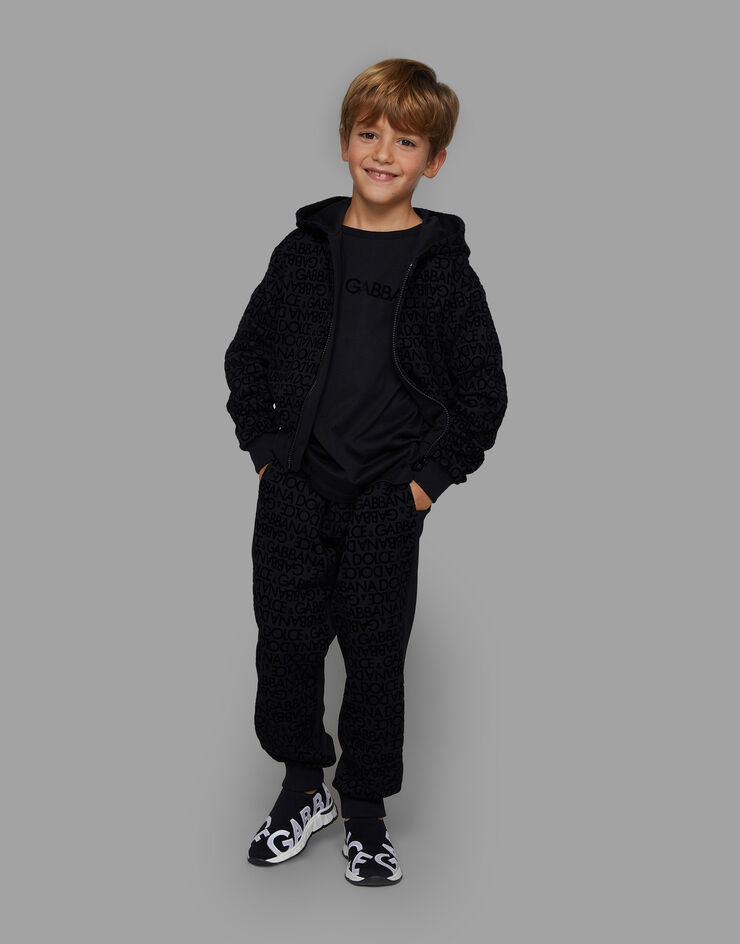 Dolce&Gabbana Jersey hoodie with flocked print ブラック L4JWJCG7K2H