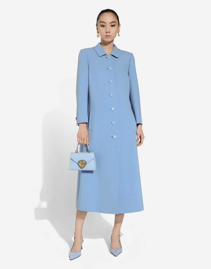 Dolce & Gabbana Cappotto monopetto in crêpe di lana Azzurro F0C3QTFU2L8