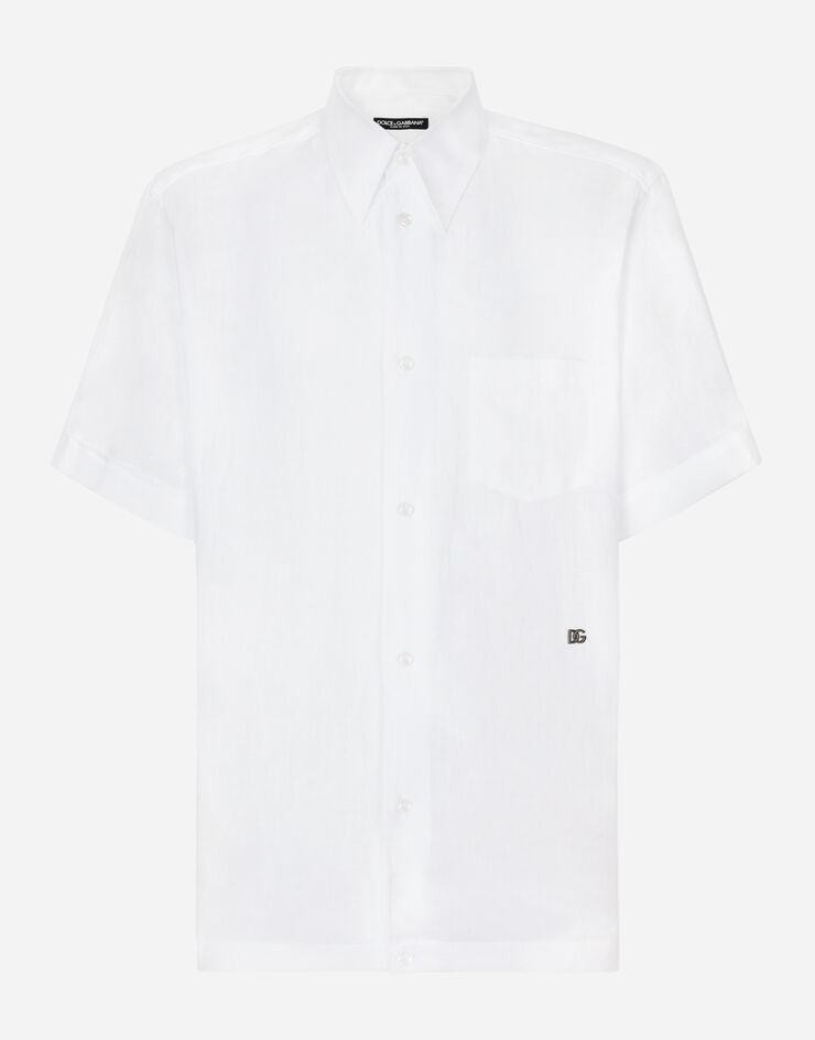 Dolce & Gabbana Camicia hawaii lino con DG hardware Bianco G5KE1TGG866