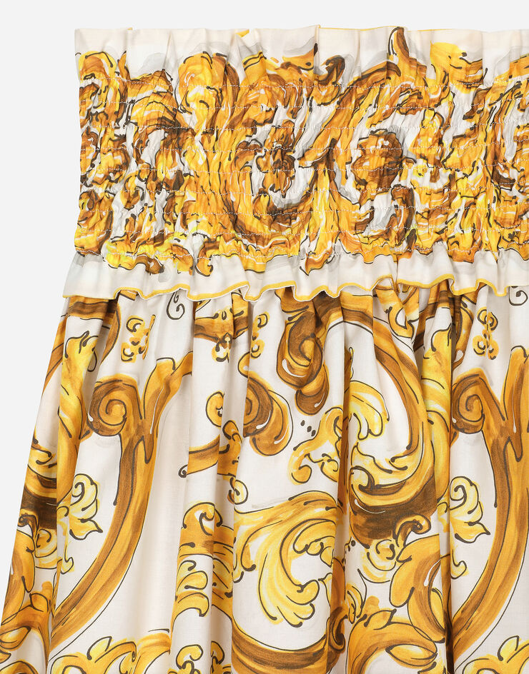 Dolce & Gabbana Юбка из поплина с желтым принтом майолики Отпечатки L55I27FI5JU