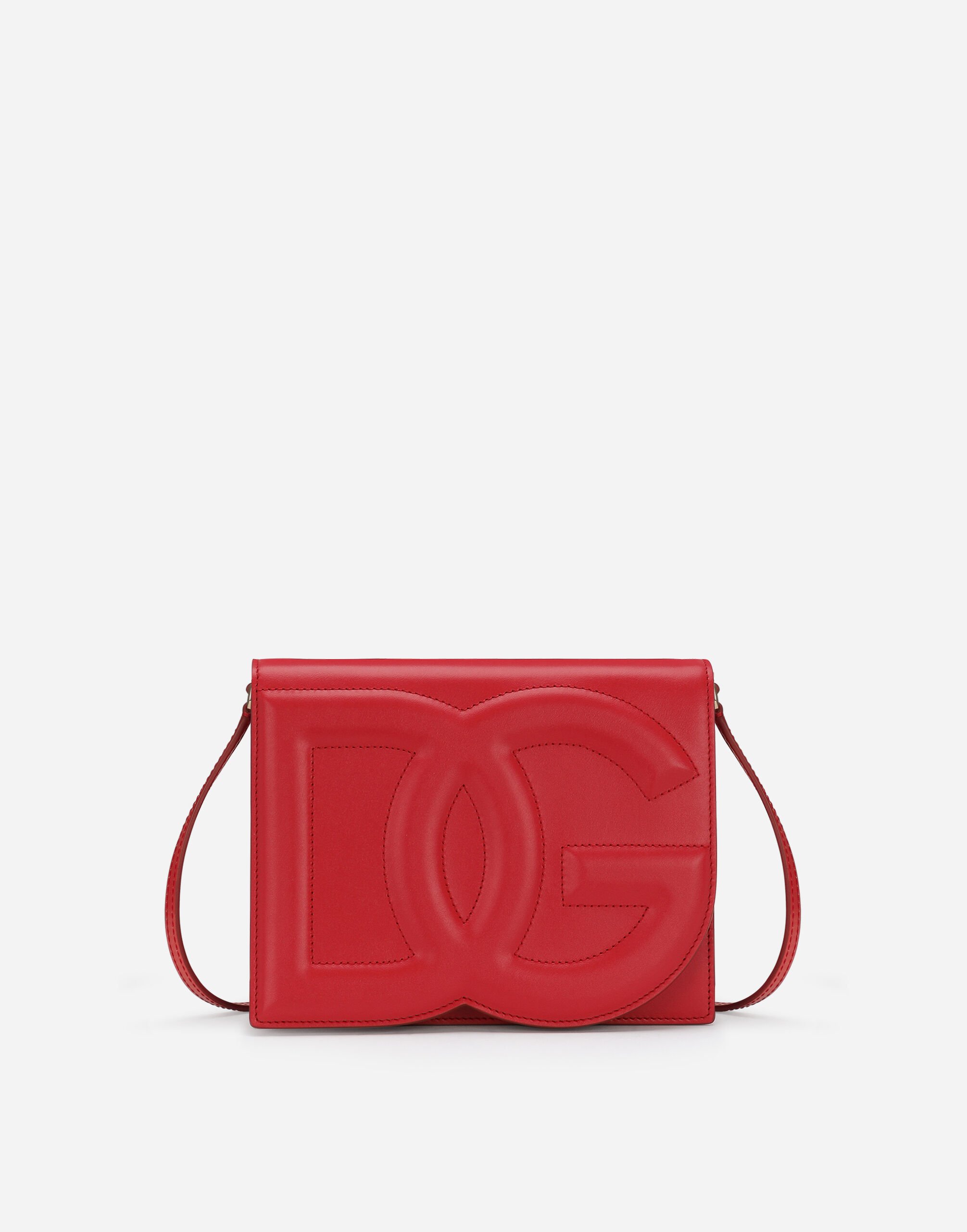 Dolce & Gabbana حقيبة كروس بودي بشعار DG من جلد عجل وردي BB7287AS204