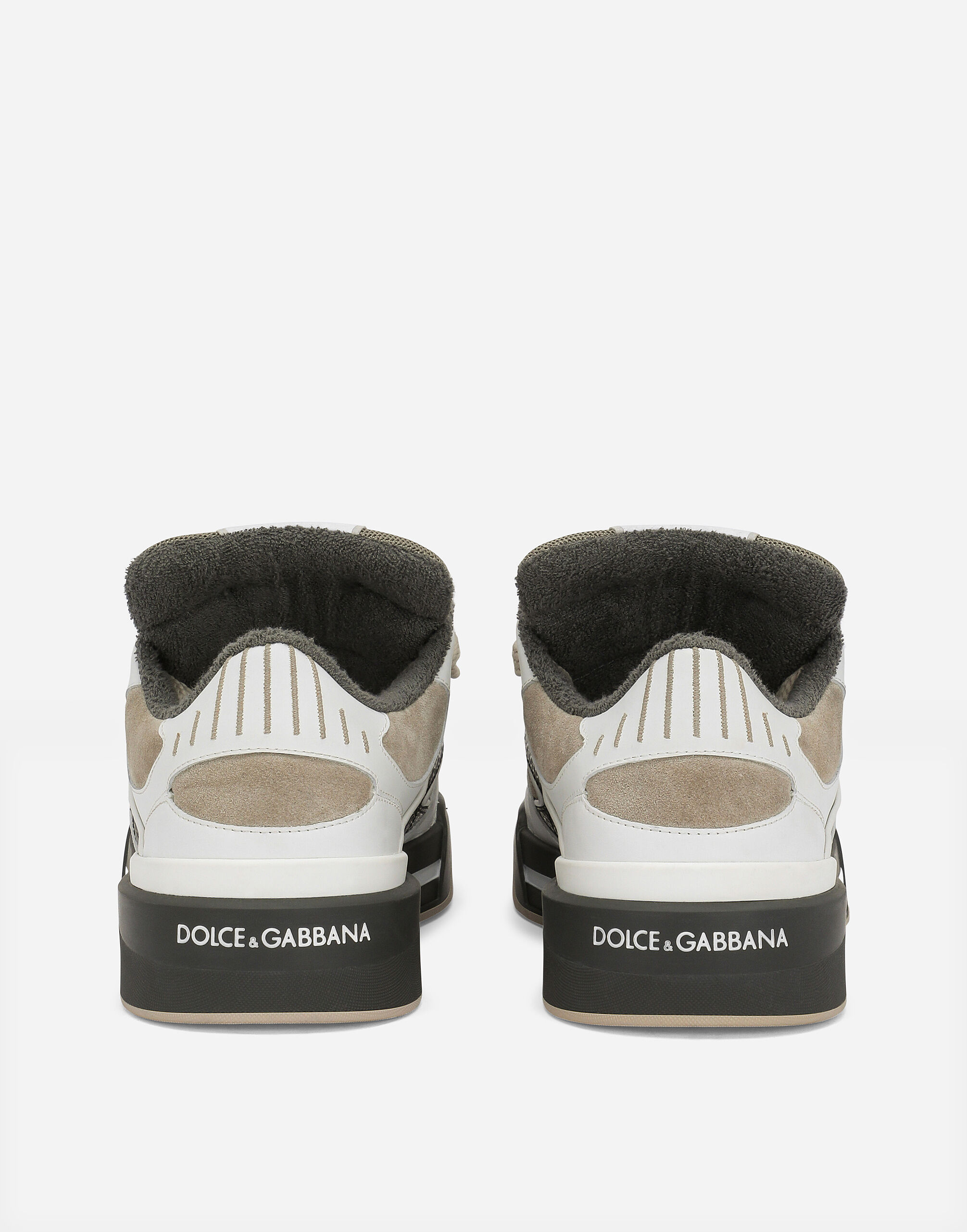 ブラウンのメンズ Mixed-material New Roma sneakers | Dolce&Gabbana®