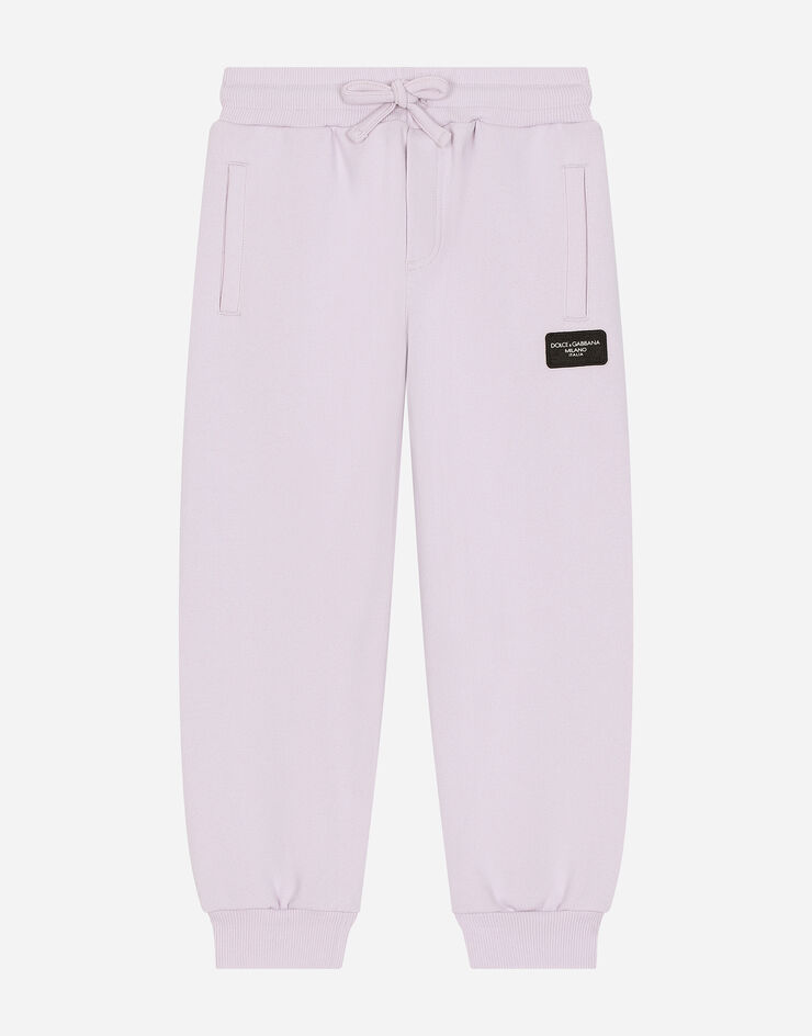 Dolce & Gabbana Jersey jogging pants with logo tag Lilac L5JPB1G7N0O