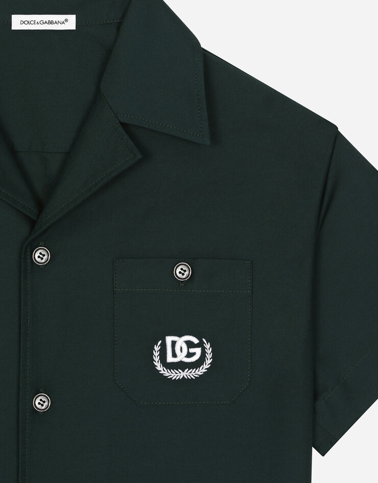 Dolce & Gabbana Poplin shirt with DG logo Green L43S74G7N1O