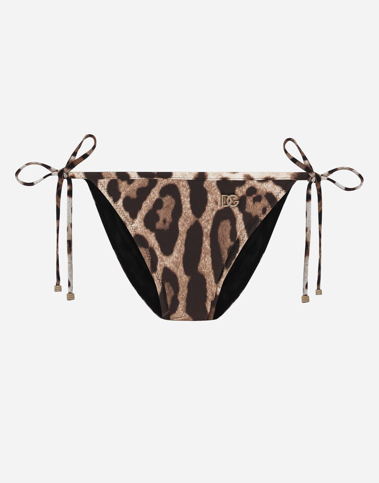Leopard-print string bikini bottoms in Multicolor for for Women | Dolce ...