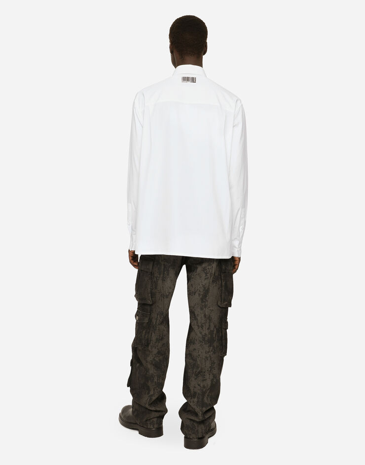 Dolce&Gabbana Camisa en popelina de algodón con estampado del logotipo Blanco G5LG5TFU5EW