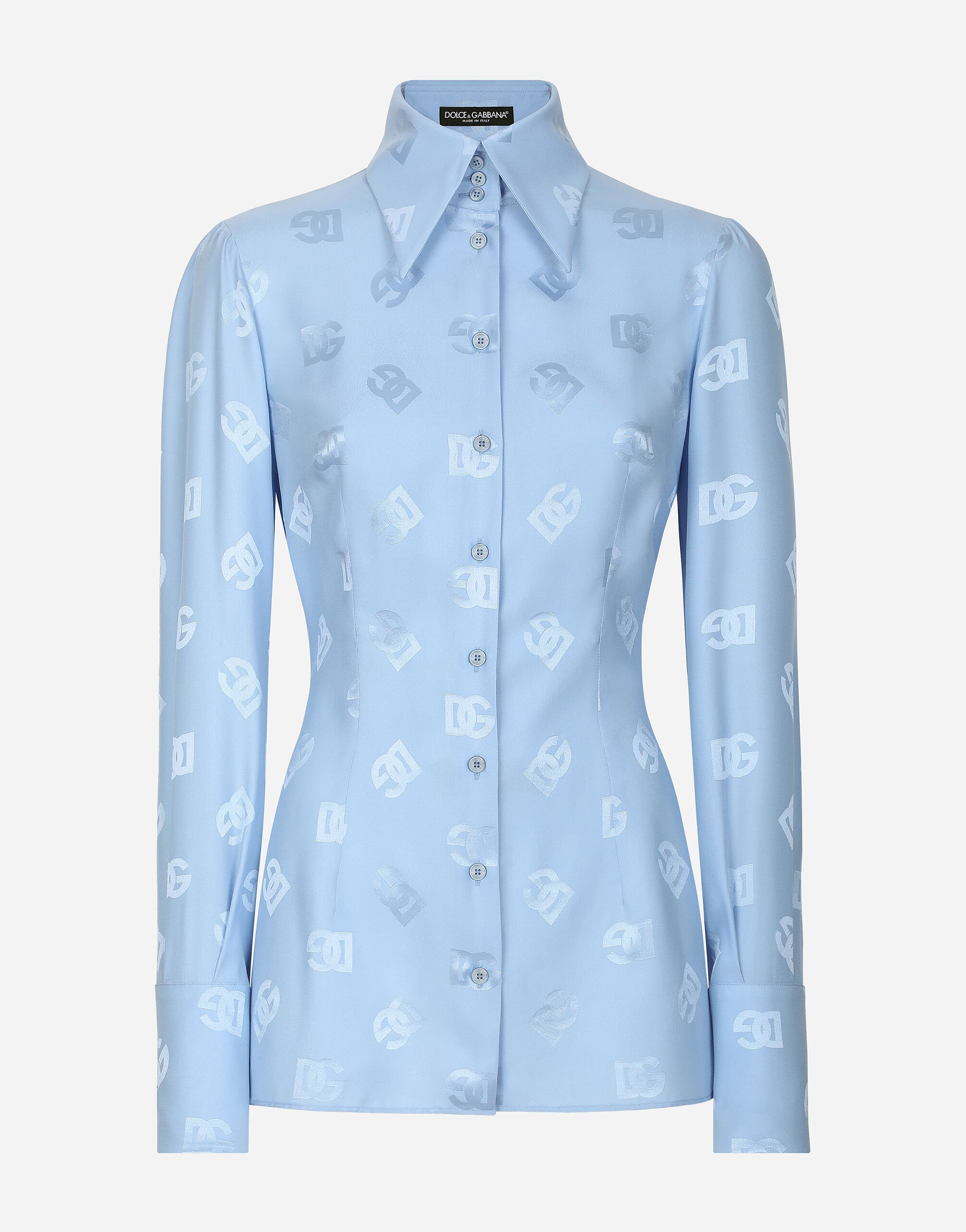 ${brand} Silk jacquard shirt with all-over DG logo ${colorDescription} ${masterID}