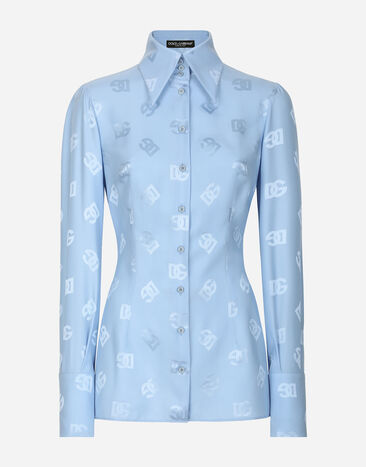 ${brand} Silk jacquard shirt with all-over DG logo ${colorDescription} ${masterID}