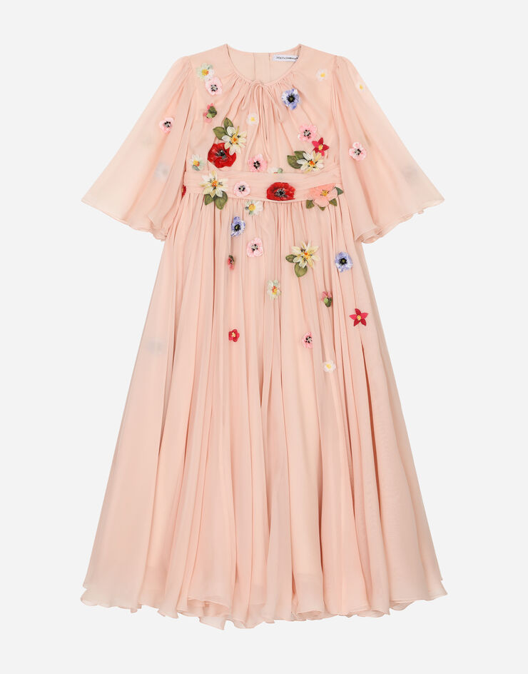 DolceGabbanaSpa Robe en mousseline à manches courtes Rose L53DO9G7KL0