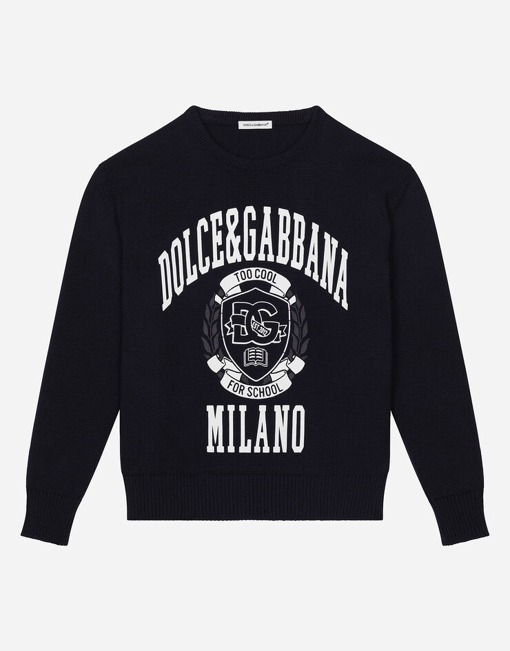 Dolce & Gabbana Pullover aus Baumwolle mit Dolce&Gabbana-Logo Blau L4KWE2JBCDE