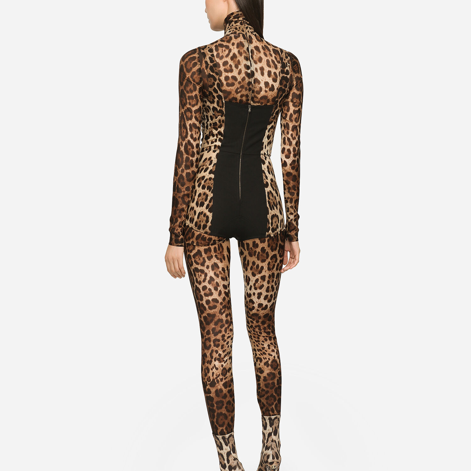 KIM DOLCE&GABBANA Sheer leopard-print in | Print for Dolce&Gabbana® US Animal jumpsuit