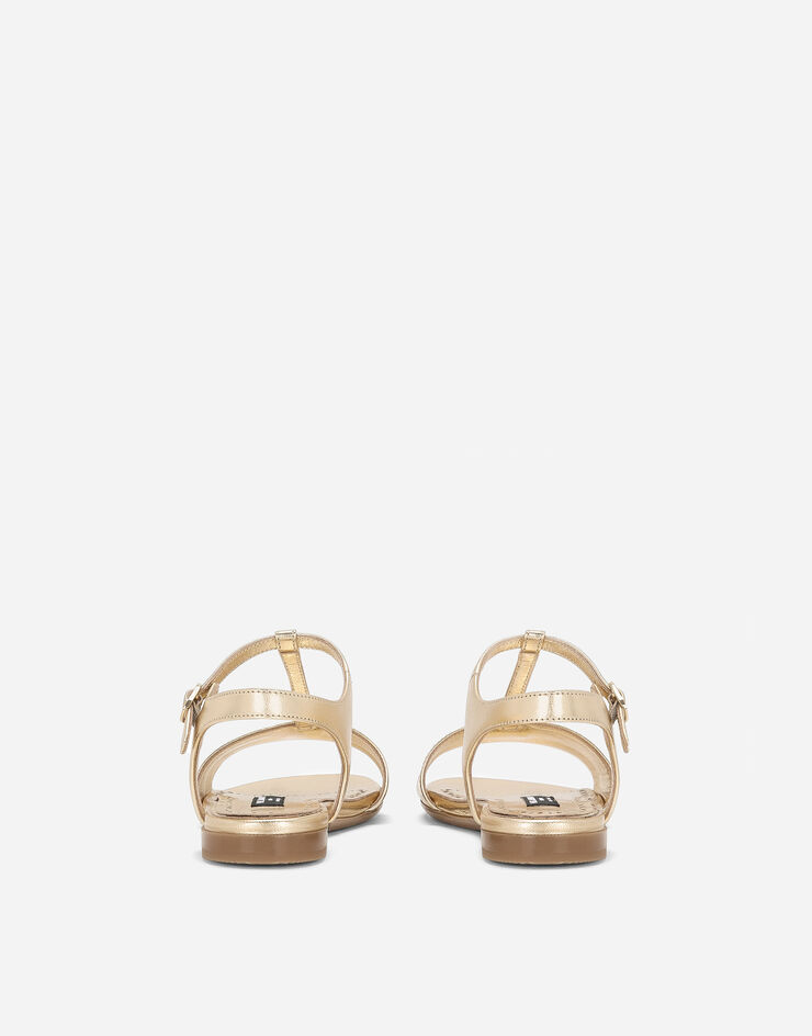 Foiled leather sandals in Gold for