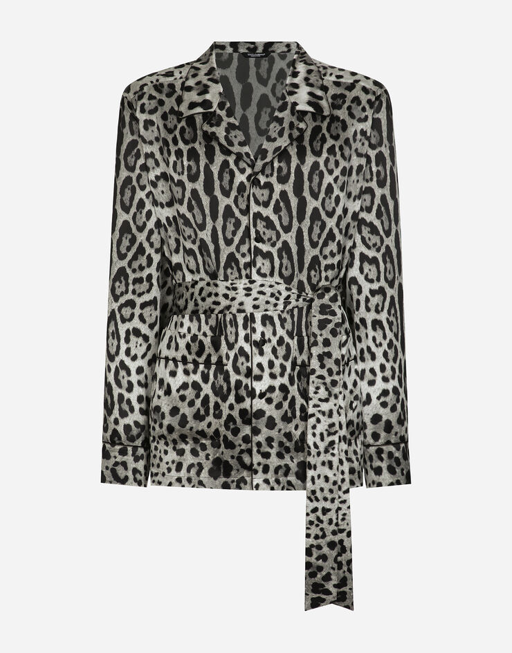 Dolce & Gabbana Batín de raso con estampado de leopardo Imprima G2UI3TIS1WT