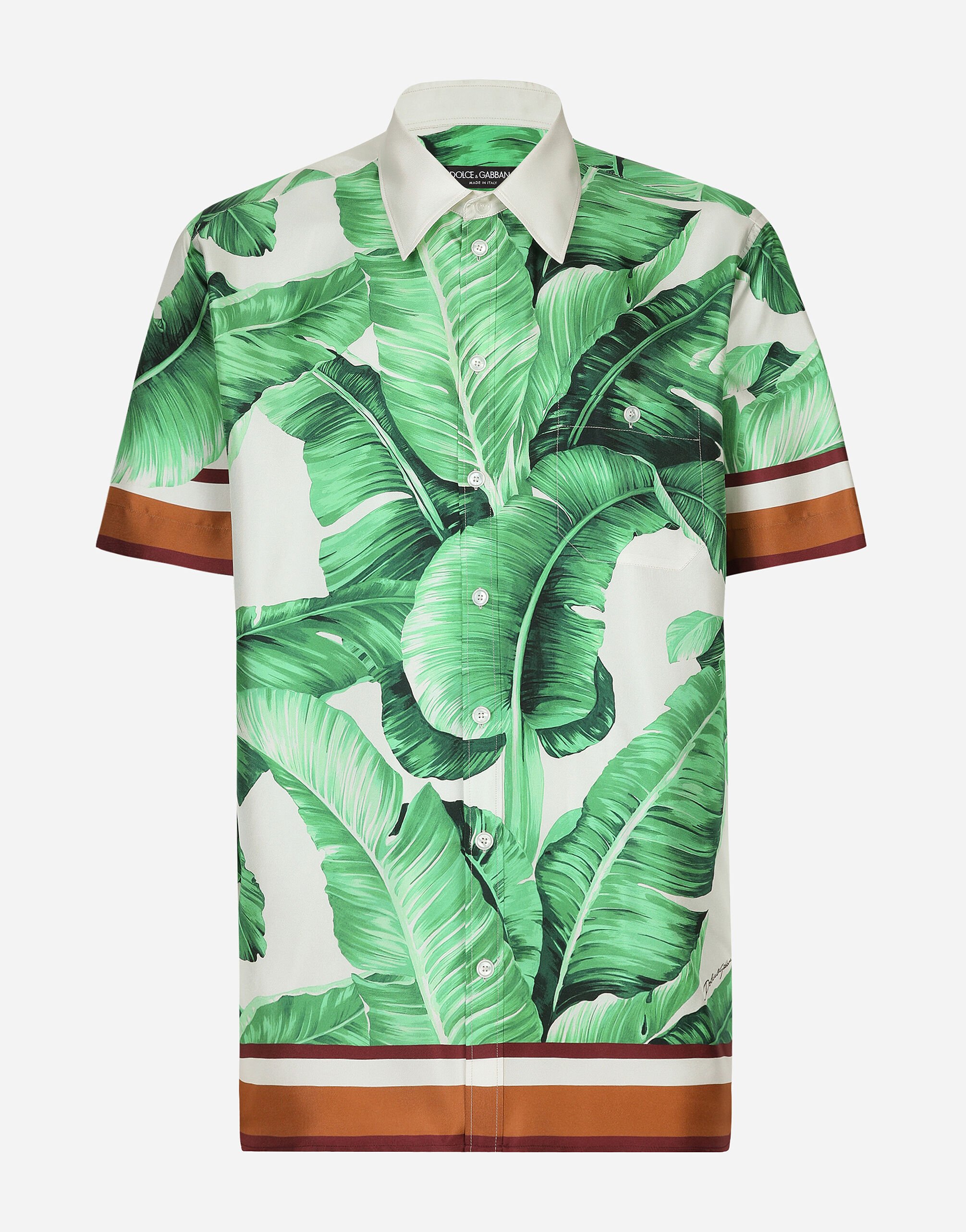 ${brand} Silk Hawaiian shirt with banana tree print ${colorDescription} ${masterID}