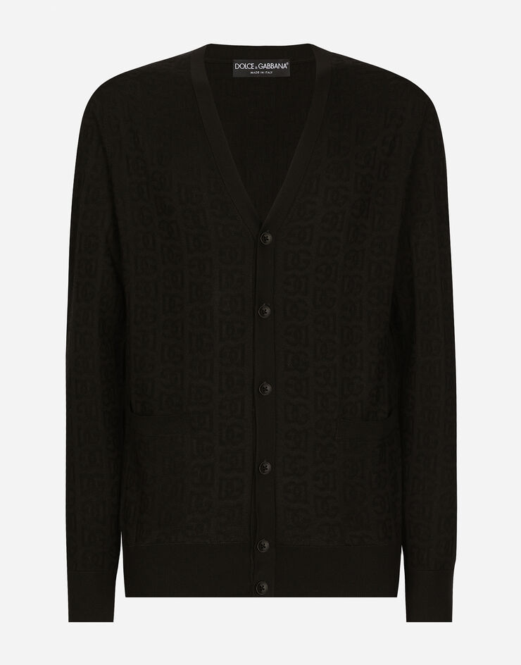 Dolce & Gabbana Silk cardigan with DG logo Black GXV01TJBSKE