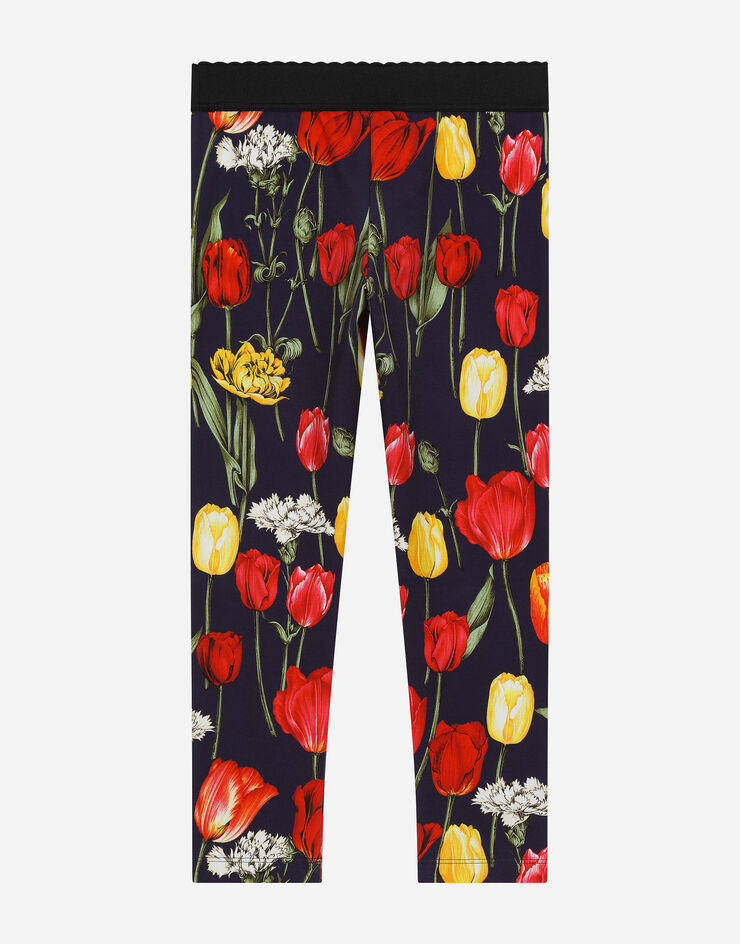 Dolce & Gabbana Leggings aus Interlock mit Tulpenprint Drucken L5JPB8FSG85