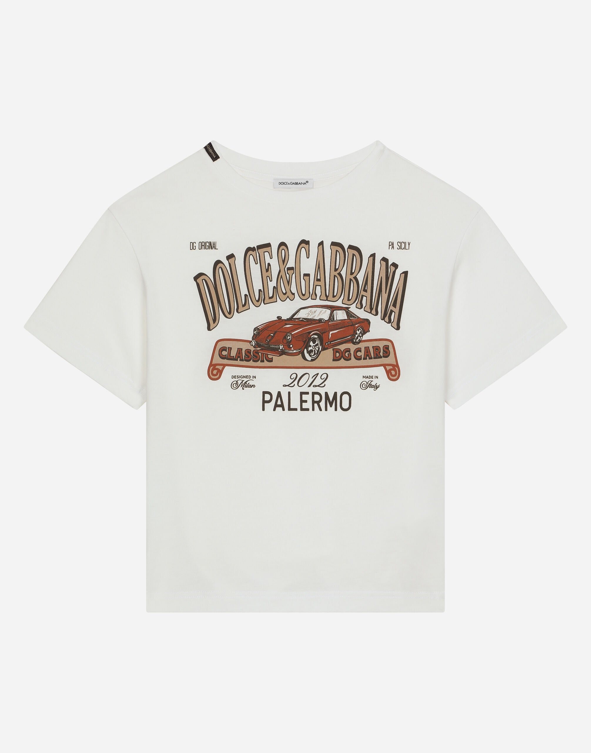 Dolce & Gabbana Jersey T-shirt with DG Palermo logo Print L44S10FI5JO