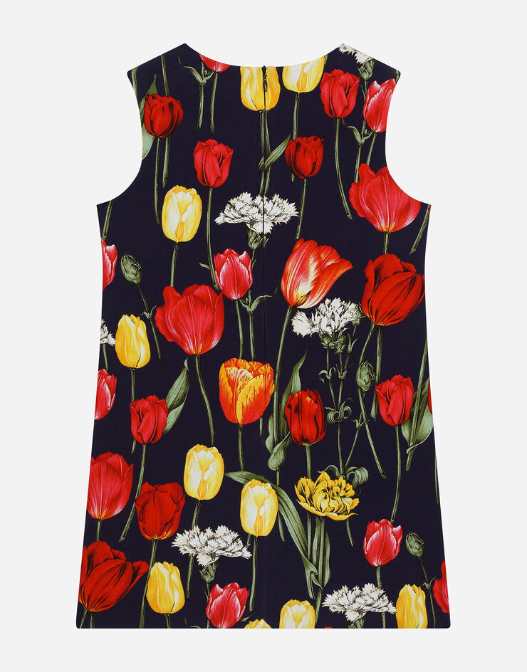 Dolce & Gabbana Vestido de interlock con estampado de tulipanes Imprima L5JDZ2FSG85