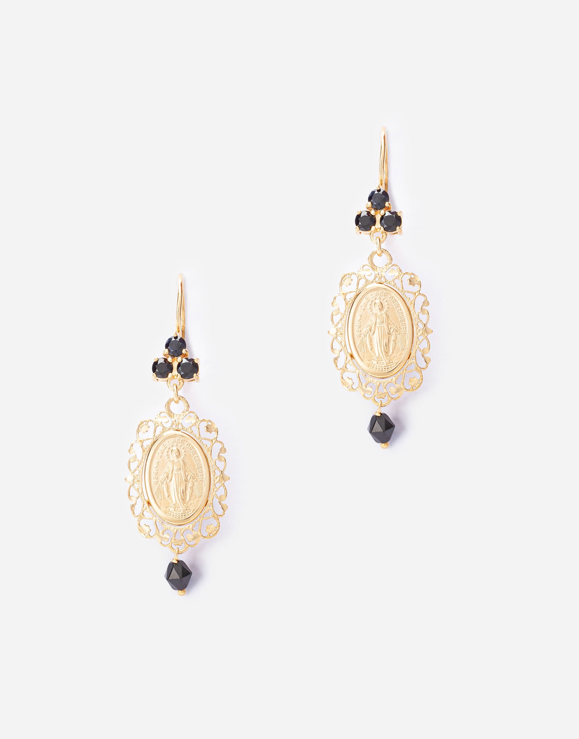 ${brand} Sicily yellow gold earrings with medal pendant ${colorDescription} ${masterID}
