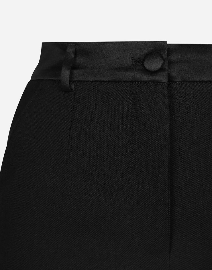 Dolce & Gabbana Culotte tipo esmoquin de lana elástica Negro FTC80TFUBGE