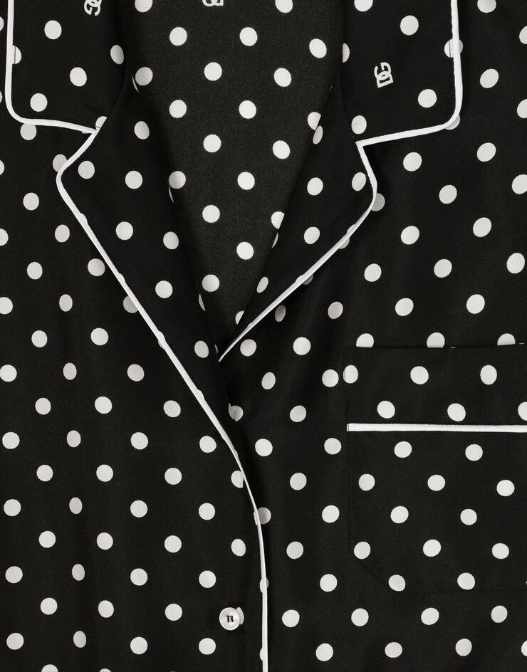 Dolce & Gabbana Kurzarm-Pyjamabluse aus Seide mit Punkteprint Drucken F5G67TIS1VM