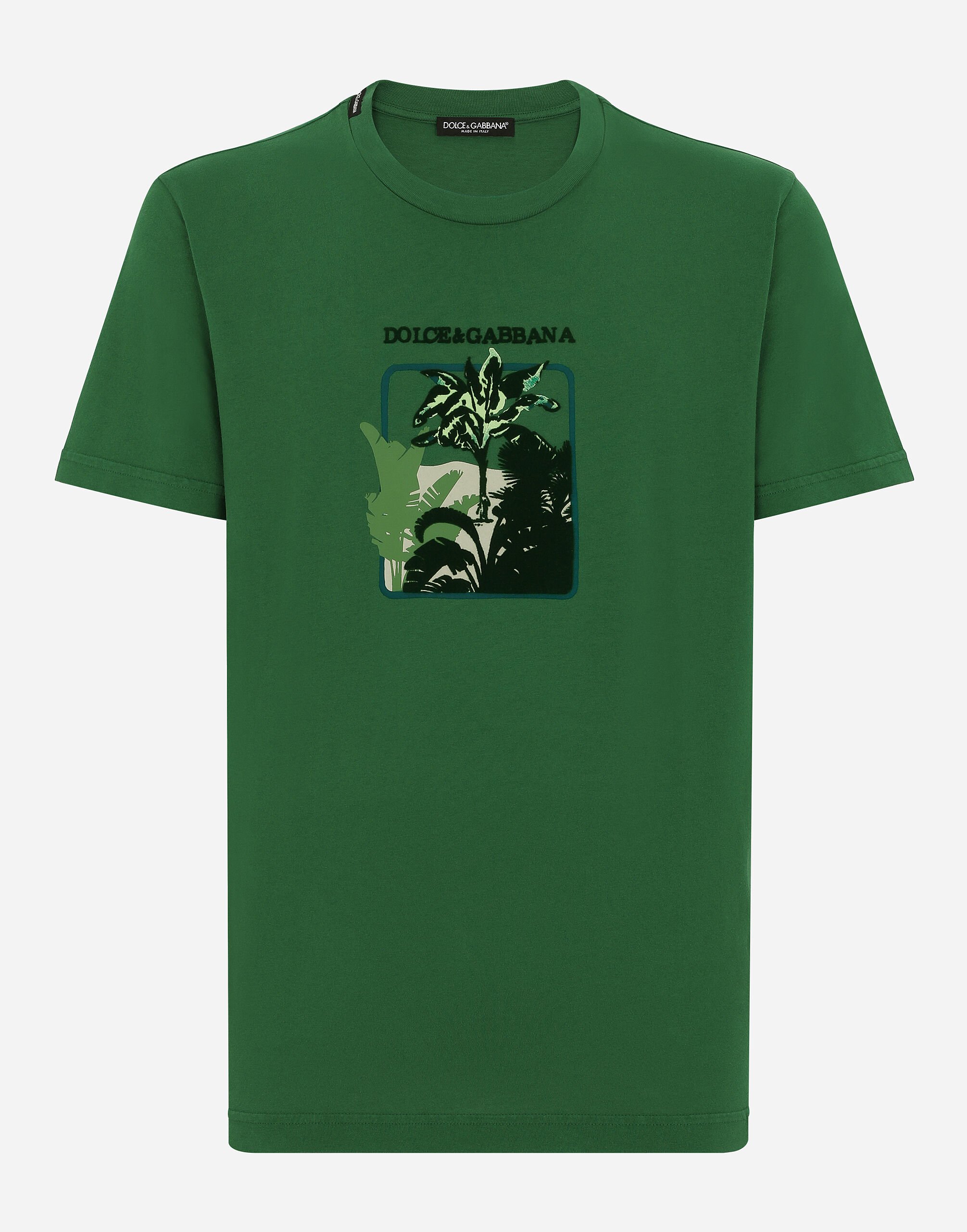 Dolce & Gabbana Short-sleeved cotton T-shirt with banana tree print Azure M4A06TFHMU0